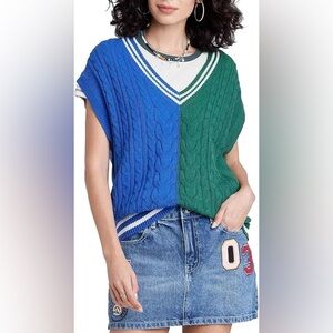 Wild Fable Blue/Green Women's Oversized Sweater Vest NWT